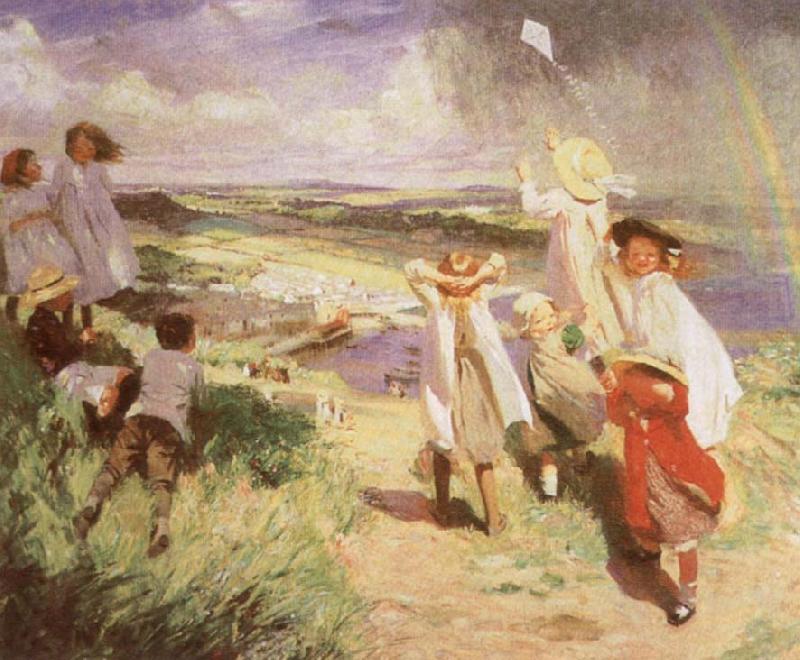 Laura Knight Flying the Kite china oil painting image